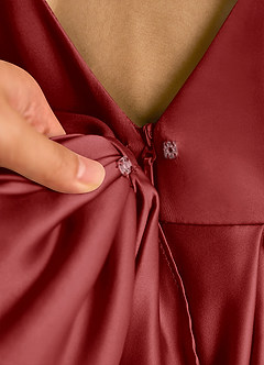 Azazie Cailee Flower Girl Dresses Rust Ball-Gown Pleated Matte Satin Dress image5