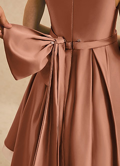 Azazie Josie Flower Girl Dresses Bronzer A-Line Pleated Matte Satin Dress image6