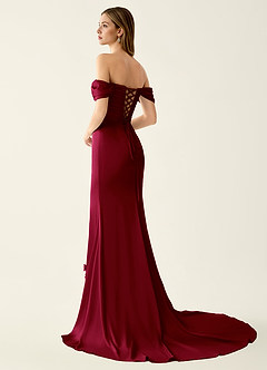 Donatella Burgundy 3D Flowers Sparkly Lace Up Back Prom Dress image2