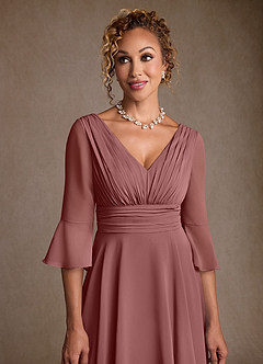 Azazie Aerynne Mother of the Bride Dresses Desert Rose A-Line Pleated Chiffon Dress image5