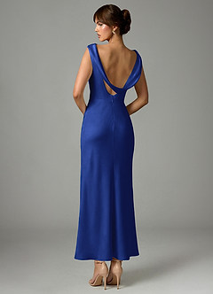Azazie Kieryn Bridesmaid Dresses Royal Blue Mermaid Pleated Stretch Satin Dress image5