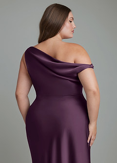 Azazie Emerson Brudtärnklänningar Klänning av Sjöjungfru i Stretch Satin Off the shoulder Plommon image13