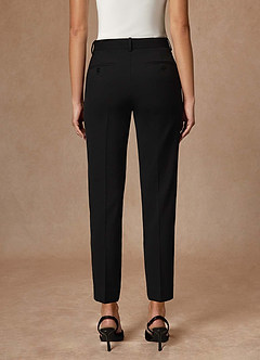 front Whitney Black Refined Weave Performance Full Length Dress Pants