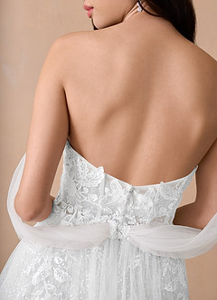 Azazie Seradine Wedding Dresses Diamond White A-Line Off the Shoulder Beading Dress image6