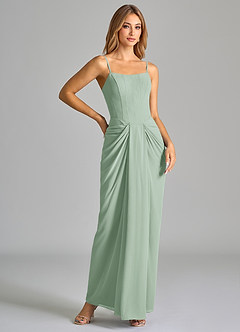 Azazie Anaïs Bridesmaid Dresses Agave Sheath Strapless Chiffon Dress image6