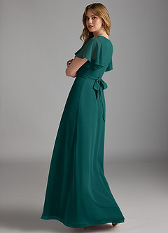 Azazie Zaniah Bridesmaid Dresses Peacock A-Line Chiffon Dress image7