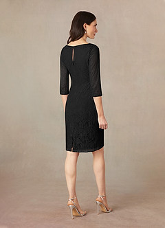 Azazie Lola Mother of the Bride Dresses Black Sheath Lace Dress image4