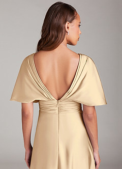 Azazie Pamela Brautjungfernkleider A-Linie Plissee Stretch-Satin Kleid Champagner image6