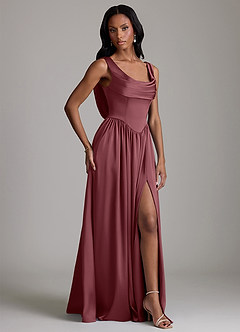 Azazie Novi Bridesmaid Dresses Desert Rose A-Line with Pockets Stretch Satin Dress image5