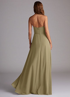 Azazie Wren Bridesmaid Dresses Moss Green A-Line Side Slit Chiffon Convertible Dress image2