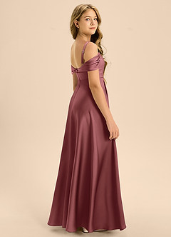 Azazie Rowena Junior Amethyst A-Line Bow Stretch Satin Dress image2