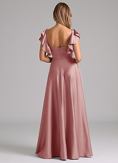 Azazie Leilani Bridesmaid Dresses Dusty Rose A-Line Ruched Stretch Satin Dress image2