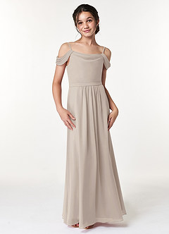 Azazie Alivia A-Line Off the Shoulder Chiffon Floor-Length Junior Bridesmaid Dress image4