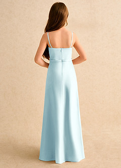 Azazie Fishie Girls Formal Flower Girl Dresses Sea Glass A-Line Matte Satin Dress image7