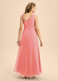 Azazie Brooke Junior Abito A-Line in Chiffon Spacco Laterale Corallo image2