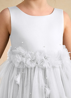 Azazie Lux Flower Girl Dresses White A-Line Beaded Tulle Dress image7