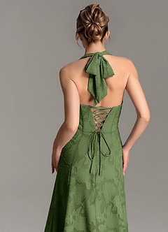Azazie Nia Bridesmaid Dresses Olive A-Line Corset Floral Burnout Dress image2