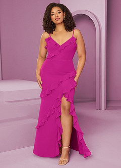 Barbie ♥ Azazie Abiti da Damigella Abito Tubino in Chiffon Fucsia image1