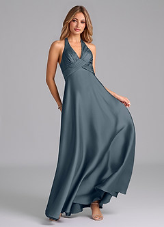 Azazie Tessie Bridesmaid Dresses Twilight A-Line Pleated Stretch Satin Dress image3