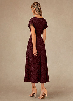 Azazie Vera Abiti per la Madre della Sposa Abito A-Line in Burnout Floreale Plissettato Cabernet image3