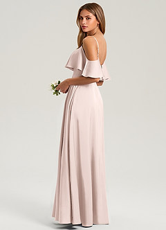 Azazie Jean Bridesmaid Dresses Blushing Pink A-Line Off the Shoulder Stretch Satin Dress image4
