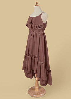 Azazie Karmen Flower Girl Dresses Espresso A-Line Ruched Chiffon Dress image8