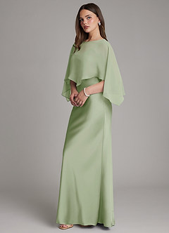 Azazie Ambra Brautjungfernkleider Meerjungfrau-Linie Plissee Stretch-Satin Kleid Staubiger Salbeigrün image6