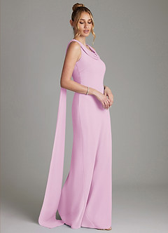 Azazie Jaya Bridesmaid Dresses Candy Pink Sheath Pleated Chiffon Dress image4