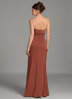Azazie Helena Robes de demoiselle d'honneur Robe Sirène en Satin extensible Bustier Auburn image2