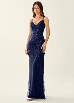 Magnolia Peacock Blue Mermaid Sequined embroidery Prom Dress image4