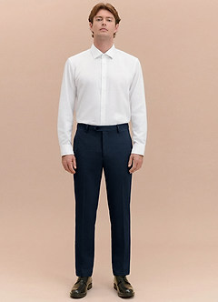 front Miles Navy Blue Seersucker Dress Pants