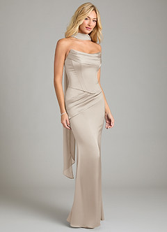 Azazie Sorrel Bridesmaid Dresses Frost Mermaid Strapless Stretch Satin Convertible Dress image8