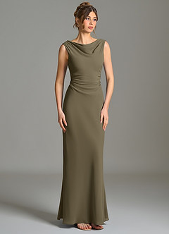 Azazie Kieryn Robes de demoiselle d'honneur Robe Sirène en Mousseline de soie Plissé Vert Saule image5