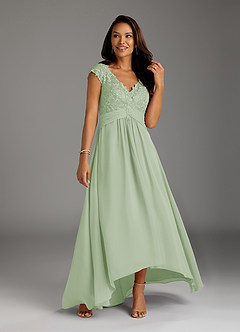 Azazie Irmeli Mother of the Bride Dresses Dusty Sage A-Line Lace Chiffon Dress image1