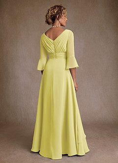 Azazie Eire Mother of the Bride Dresses Lemon Sorbet A-Line Pleated Chiffon Dress image2
