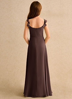 Azazie Puppy Girls Formal Flower Girl Dresses Ganache A-Line Pleated Chiffon Dress image2