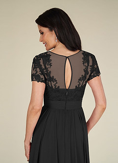 Azazie Annette Mother of the Bride Dresses Black A-Line Lace Chiffon Dress image6
