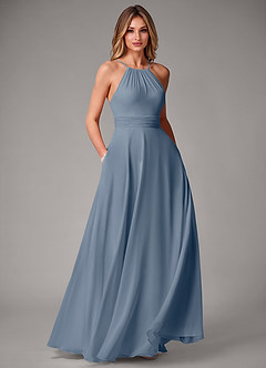 Azazie Amalia Bridesmaid Dresses Twilight A-Line Pleated Chiffon Dress image1