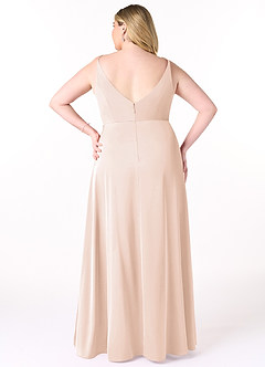 Azazie Dalilah Bridesmaid Dresses Blushing Pink A-Line V-Neck Pleated Stretch Satin Dress image7
