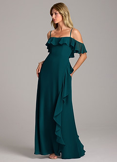 Azazie Aubrie Brautjungfernkleider A-Linie Schulterfrei Chiffon Kleid Kiefer image3