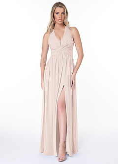 Azazie Jaclyn Bridesmaid Dresses Rose Petal A-Line Pleated Chiffon Dress image1