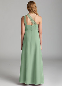 Azazie Maive Junior A라인 주름진 쉬폰 플로어 길이 주니어 신부 들러리 드레스 image3