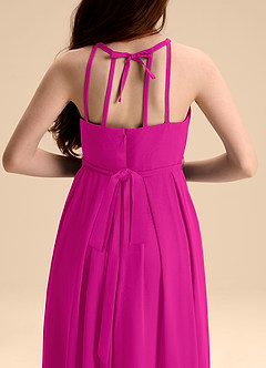 Azazie Arianthe Junior Abito A-Line in Chiffon Plissettato Fucsia image8