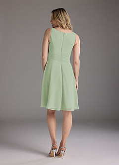 Azazie Shirley Mother of the Bride Dresses Dusty Sage A-Line Scoop Pleated Chiffon Dress image6