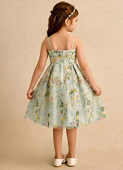 Azazie Meadow Girls Formal Final Sale Dusty Sage A-Line Pleated Lace Dress image2