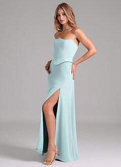 Azazie Jenilyn Brautjungfernkleider A-Linie Schulterfrei Chiffon Kleid Nebel image5