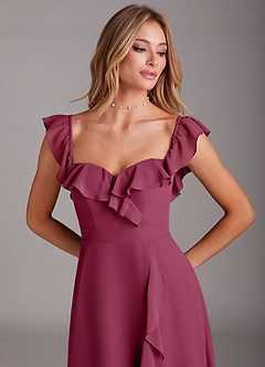Azazie Lyra Bridesmaid Dresses Mulberry A-Line Chiffon Convertible Dress image10