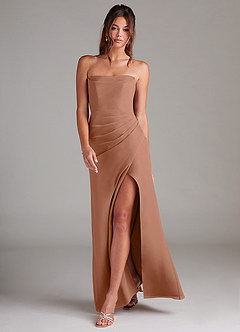 Azazie Leonis Bridesmaid Dresses Bronzer Sheath Strapless Chiffon Convertible Dress image7