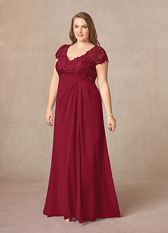 Azazie Jet Kleider für die Brautmutter A-Linie Pailletten Chiffon Kleid Burgunderrot image11