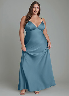Azazie Stefania Robes de demoiselle d'honneur Robe Trapèze en Satin extensible Bermude image11